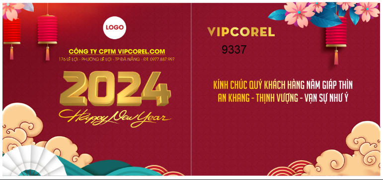 Thiệp chúc mừng năm mới xuân 2024 vector #13