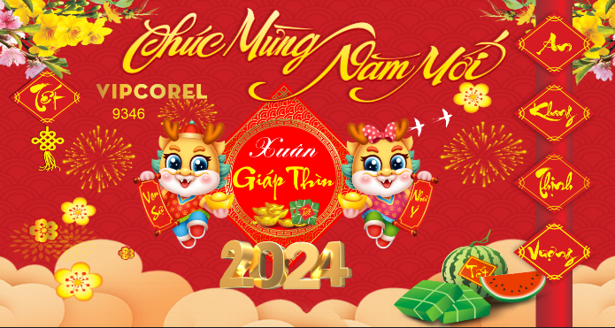 Backdrop Tết xuân giáp thìn 2024 vector #80