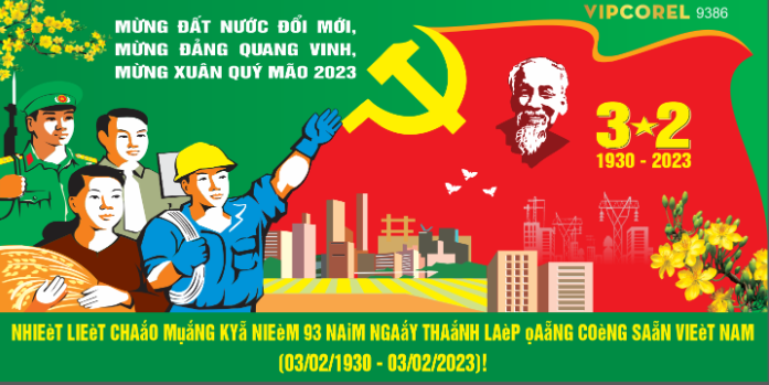 Pano cổ động ngày thành lập Đảng 3-2 vector