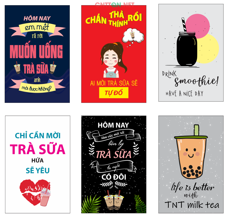 Tranh cổ động uống trà sữa 2