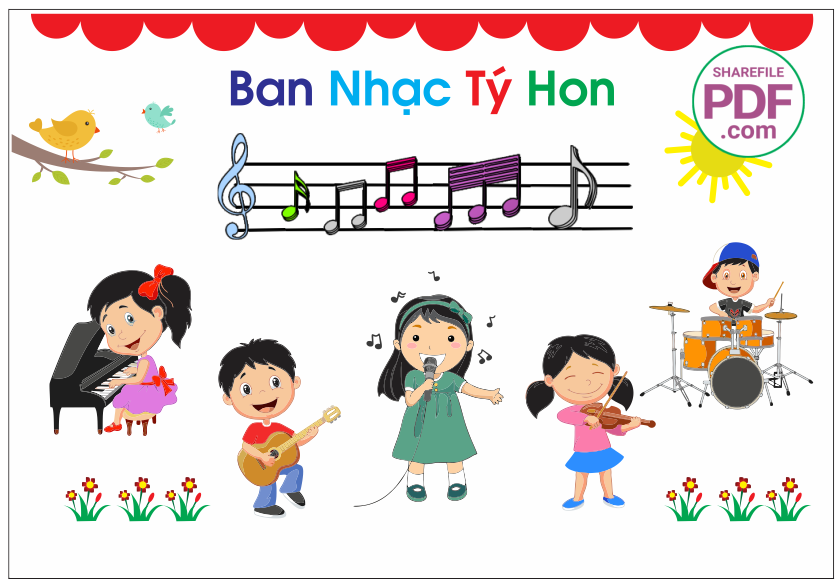 Trang trí phòng học - Ban nhạc tý hon