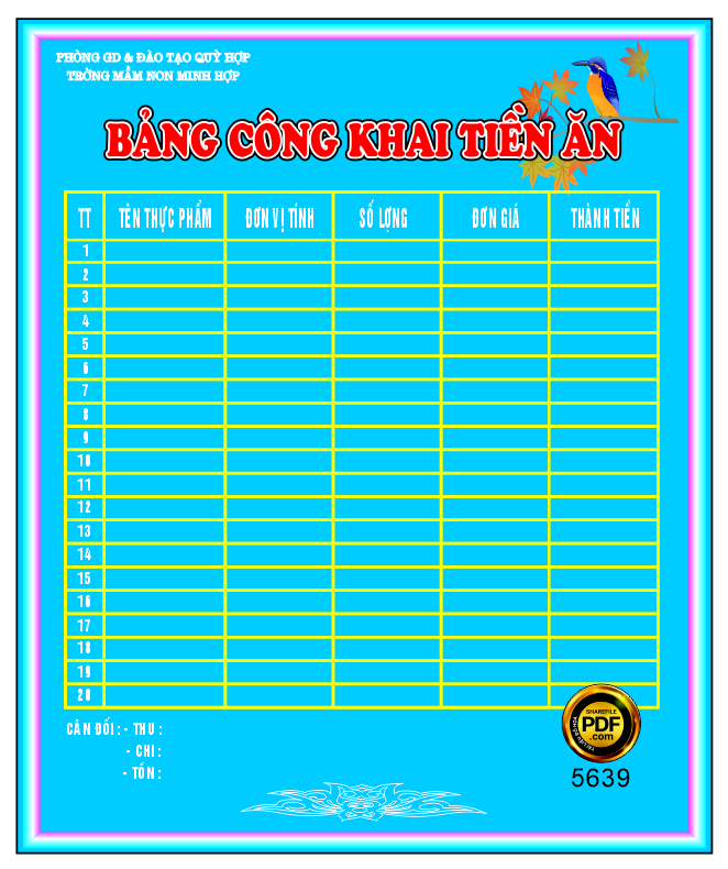 bang cong khai tien an truong mam non minh hop.png