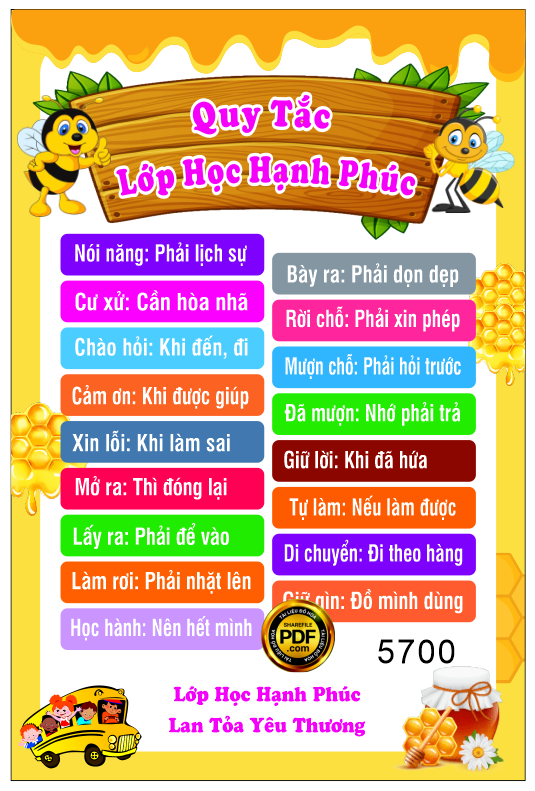 Bảng quy tắc lớp học hạnh phúc