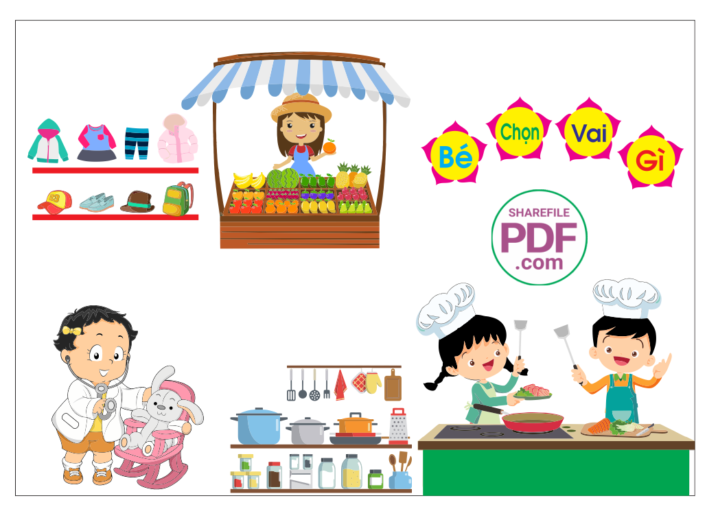 Trang trí phòng học - Bé chọn vai gì