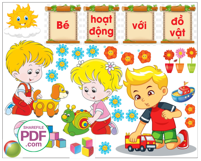 Trang trí phòng học - Bé hoạt động với đồ vật #2