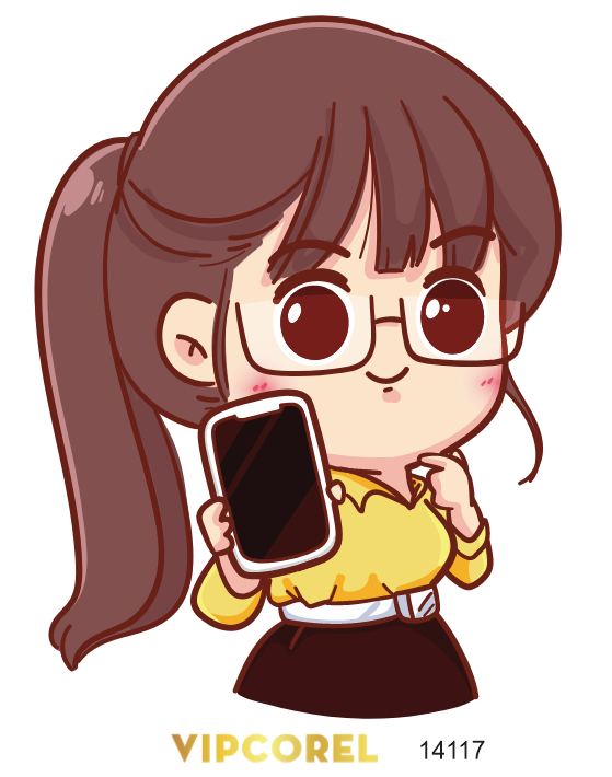chibi co gai ao vang toc nau cam dien thoai xin so.png