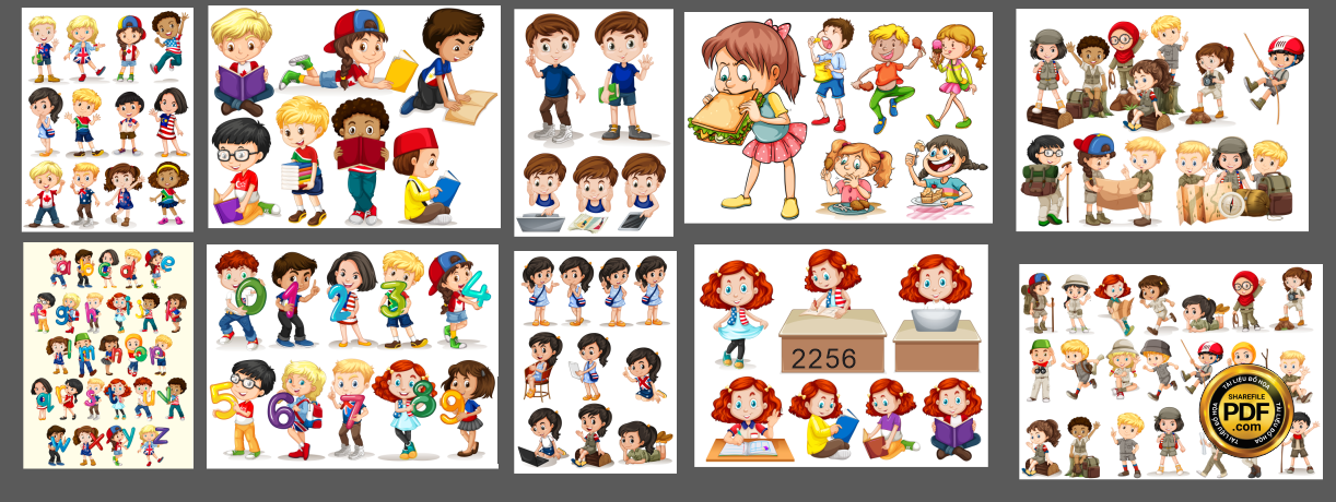 Happy children on a white background in a vector.png