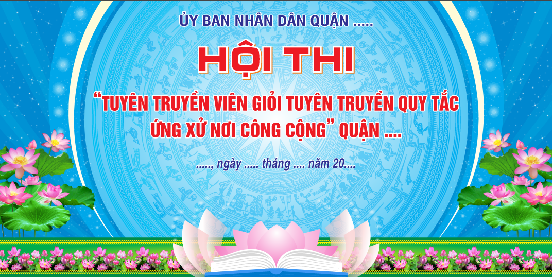 Phông nền xanh trống đồng chìm chân hoa sen vector