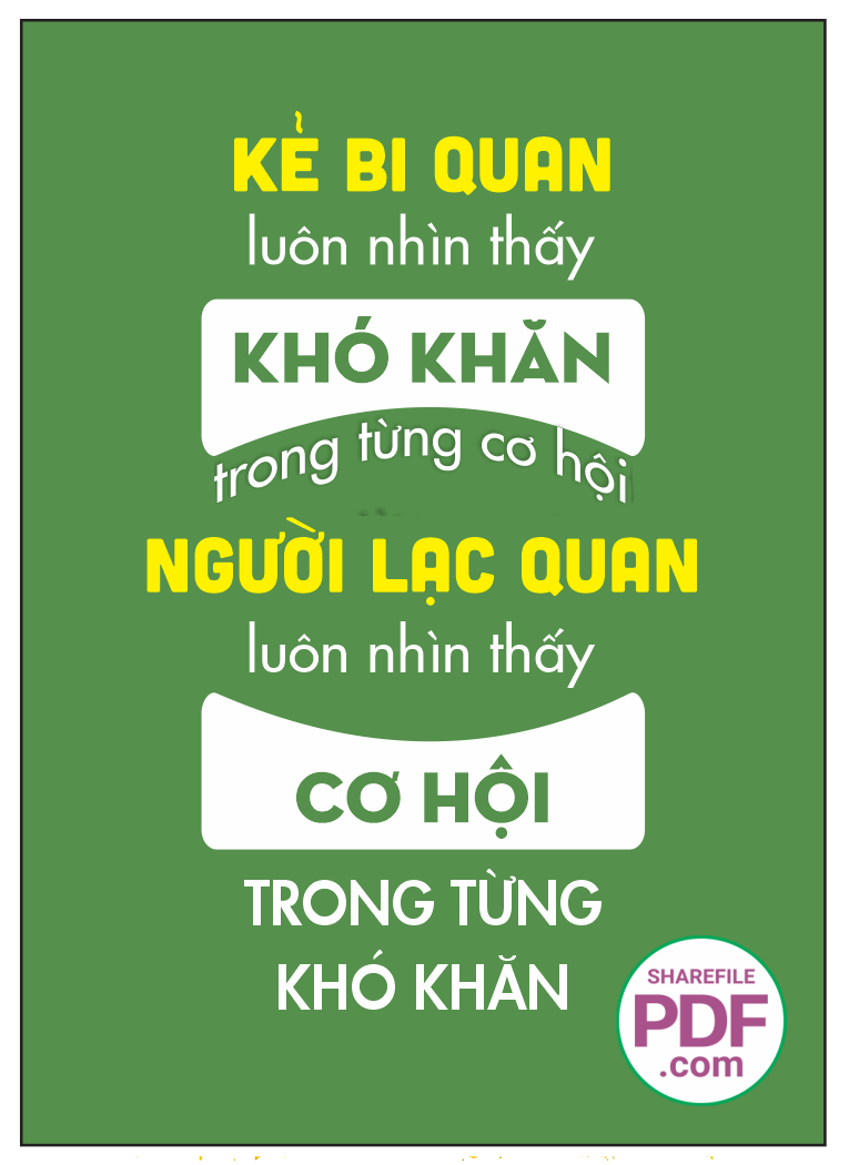 Kẻ bi quan luôn nhìn thấy khó khăn trong từng cơ hội