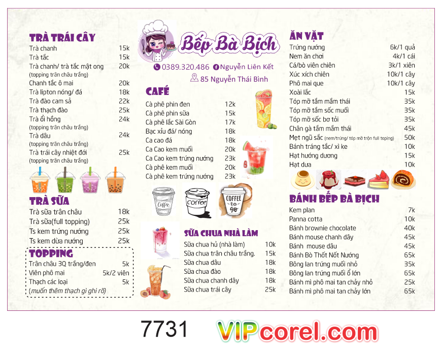 menu quan bep ba bich - tra trai cay - banh kem.png