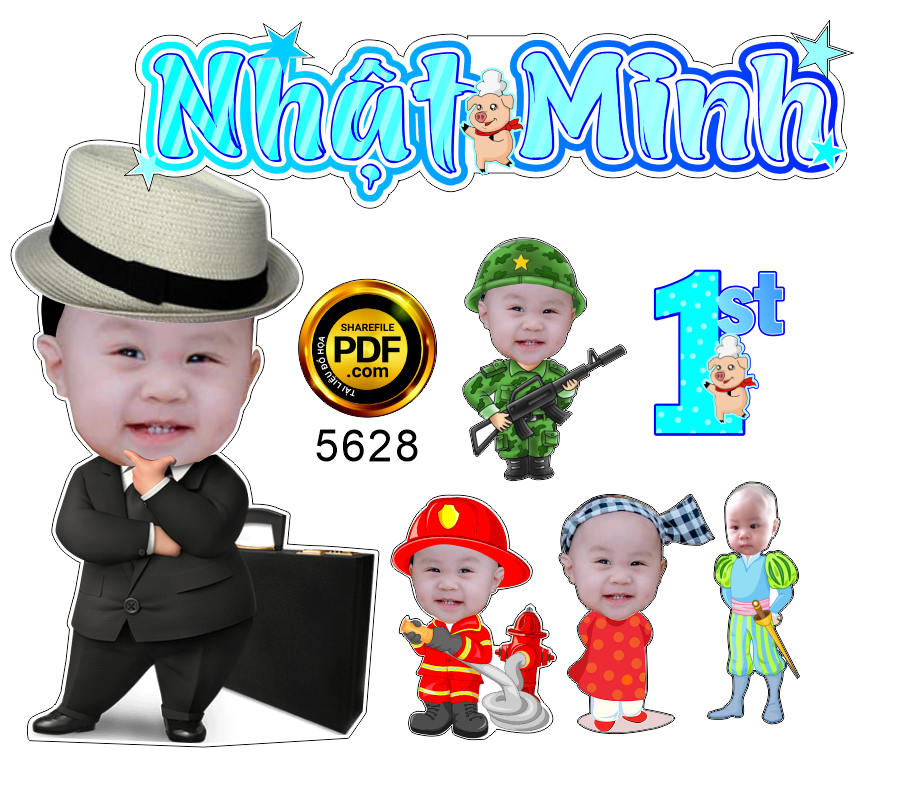 nhat minh 1st birthday chibi trang tri sinh nhat be trai.png