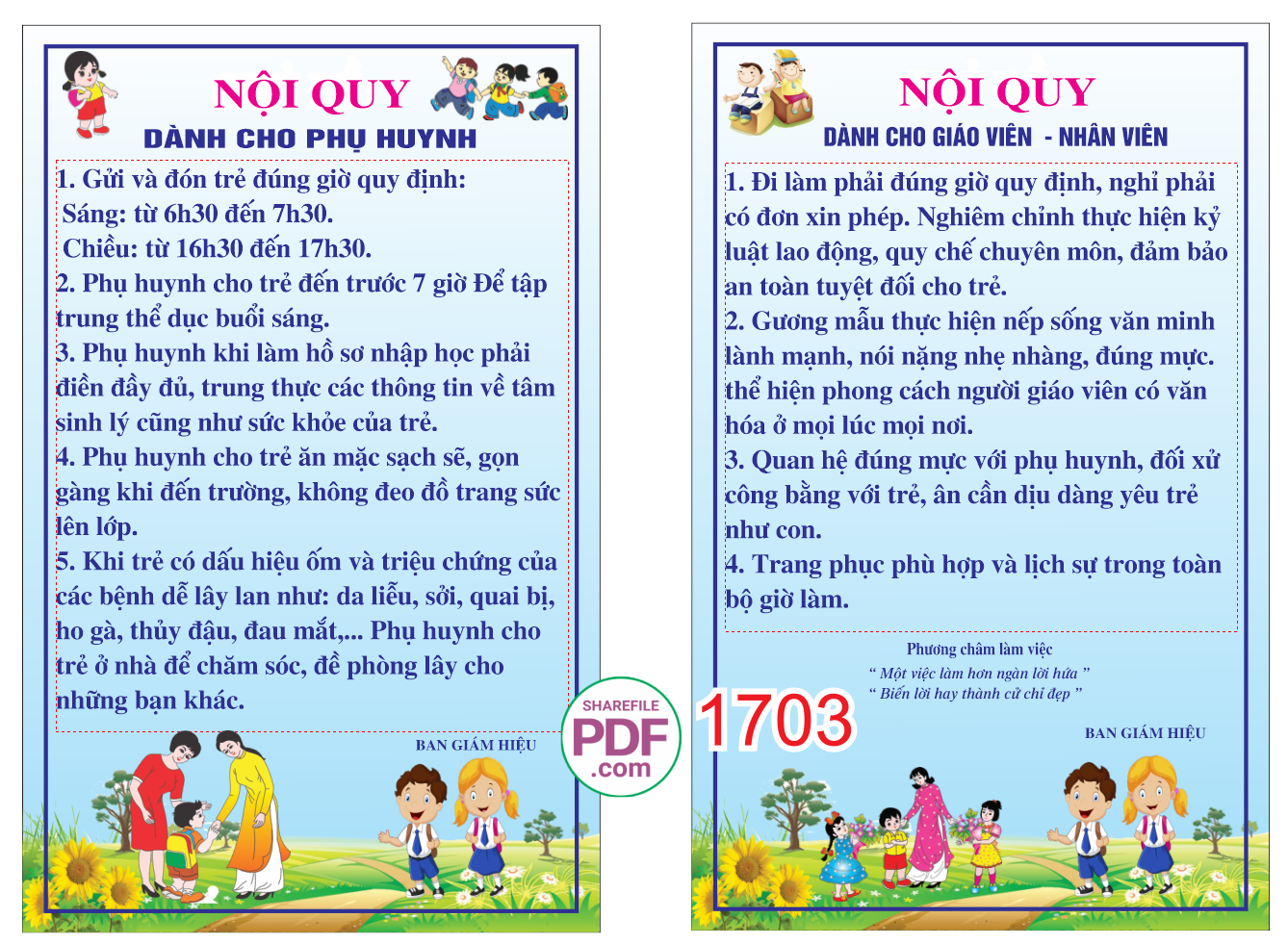 Nội quy dành cho giáo viên - nhân viên