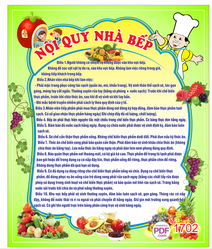 Bảng nội quy nhà bếp