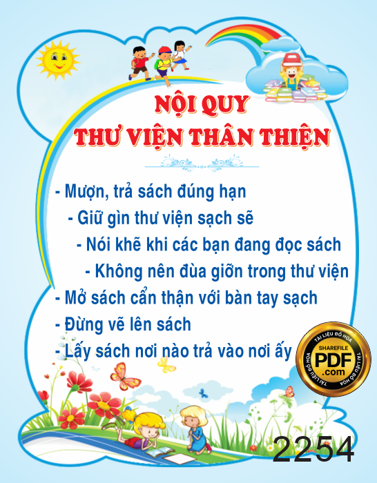 bảng nội quy thư viện thân thiện