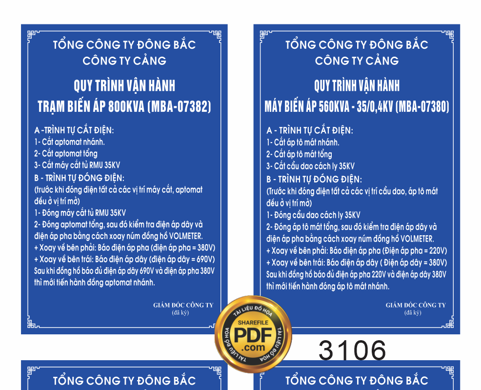 tong cong ty dong bac cong ty cang quy trinh van hanh tram bien ap.png