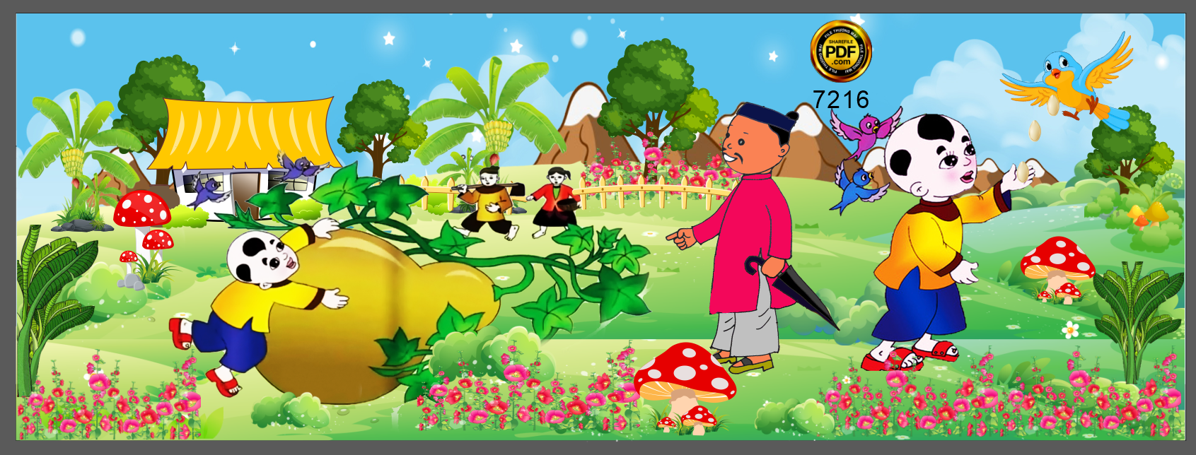 tranh qua dao tien trang tri truong hoc moi.png