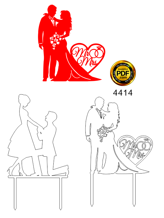 vector hinh co dau chu re wedding mica cat laser.png