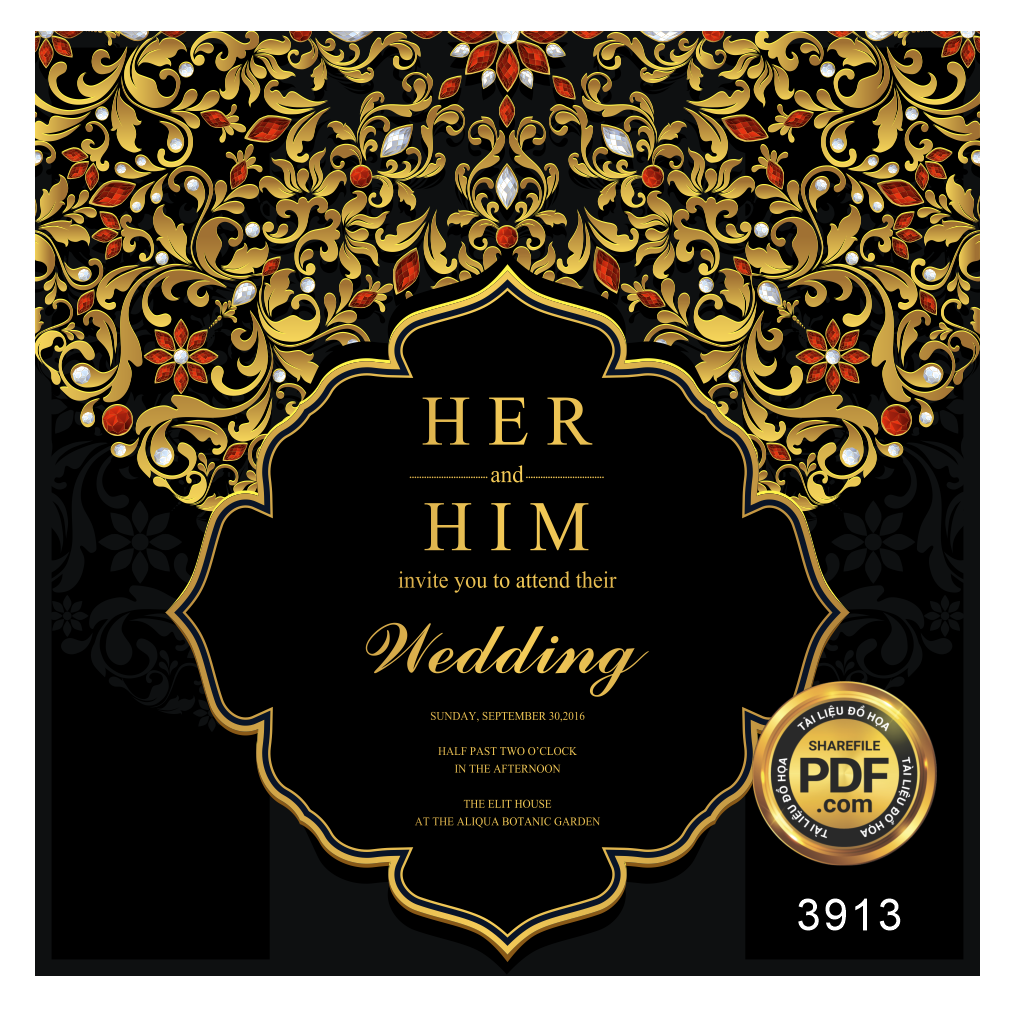 Vector wedding Invitation #148.png