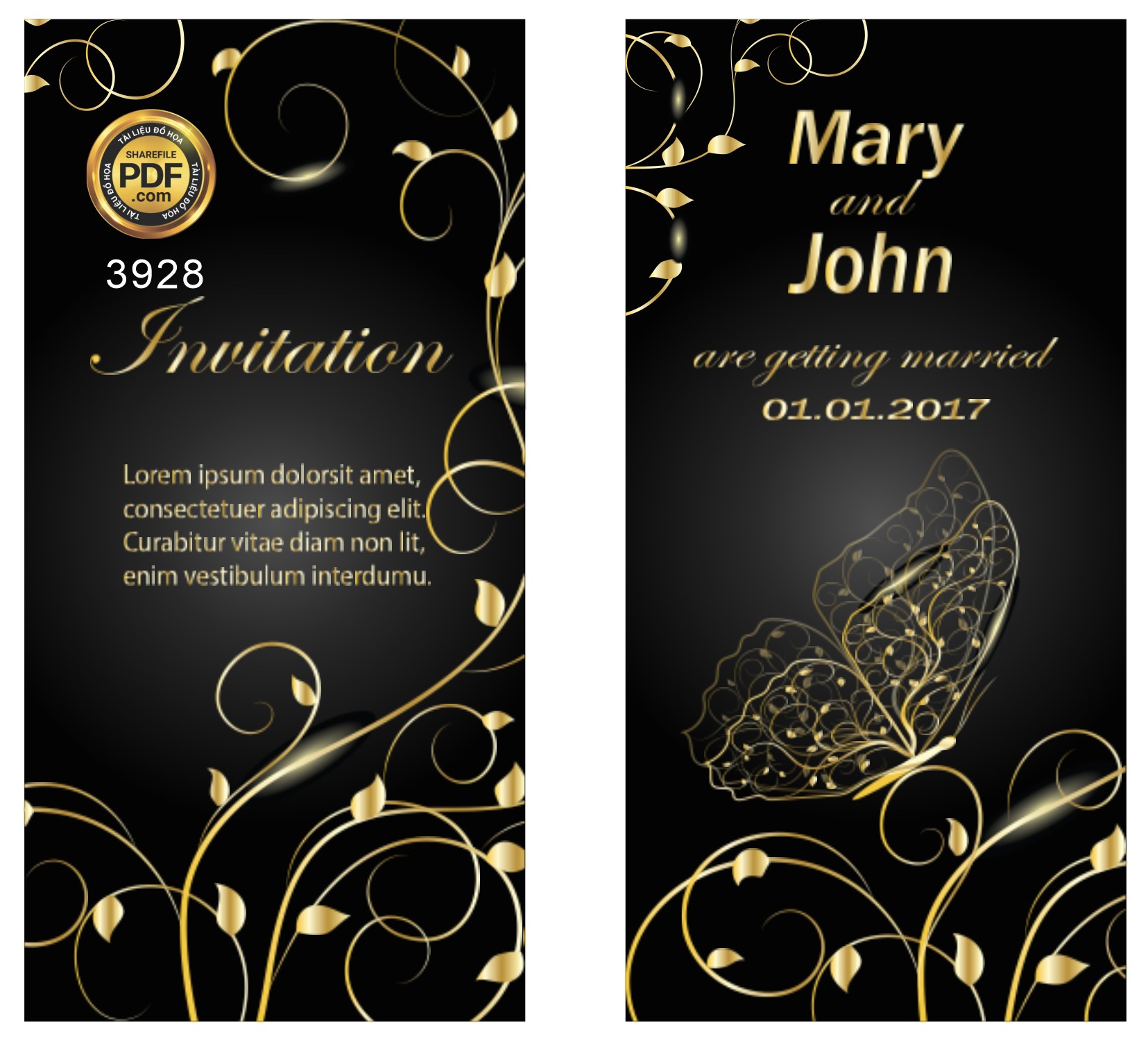 Vector wedding Invitation #163.png