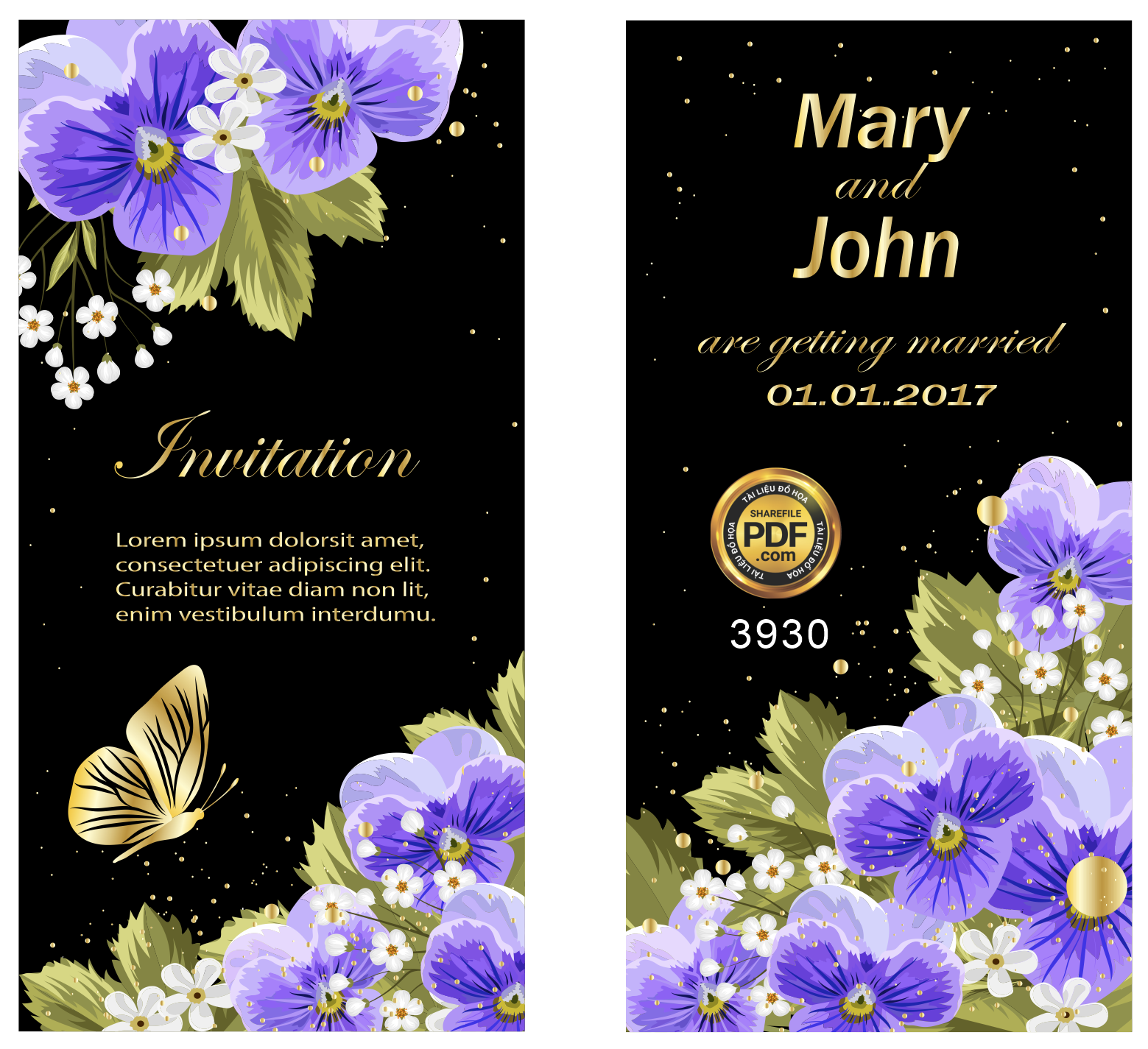 Vector wedding Invitation #165.png