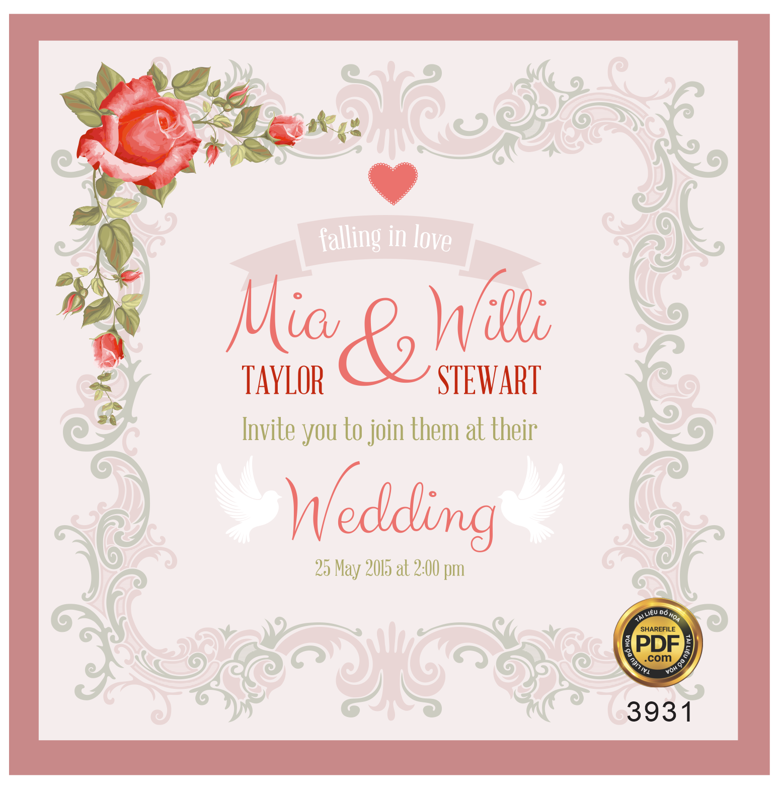 Vector wedding Invitation #166.png