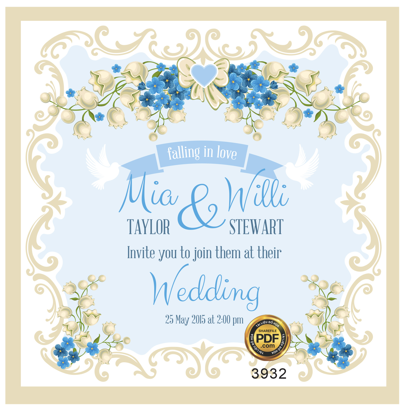 Vector wedding Invitation #167.png