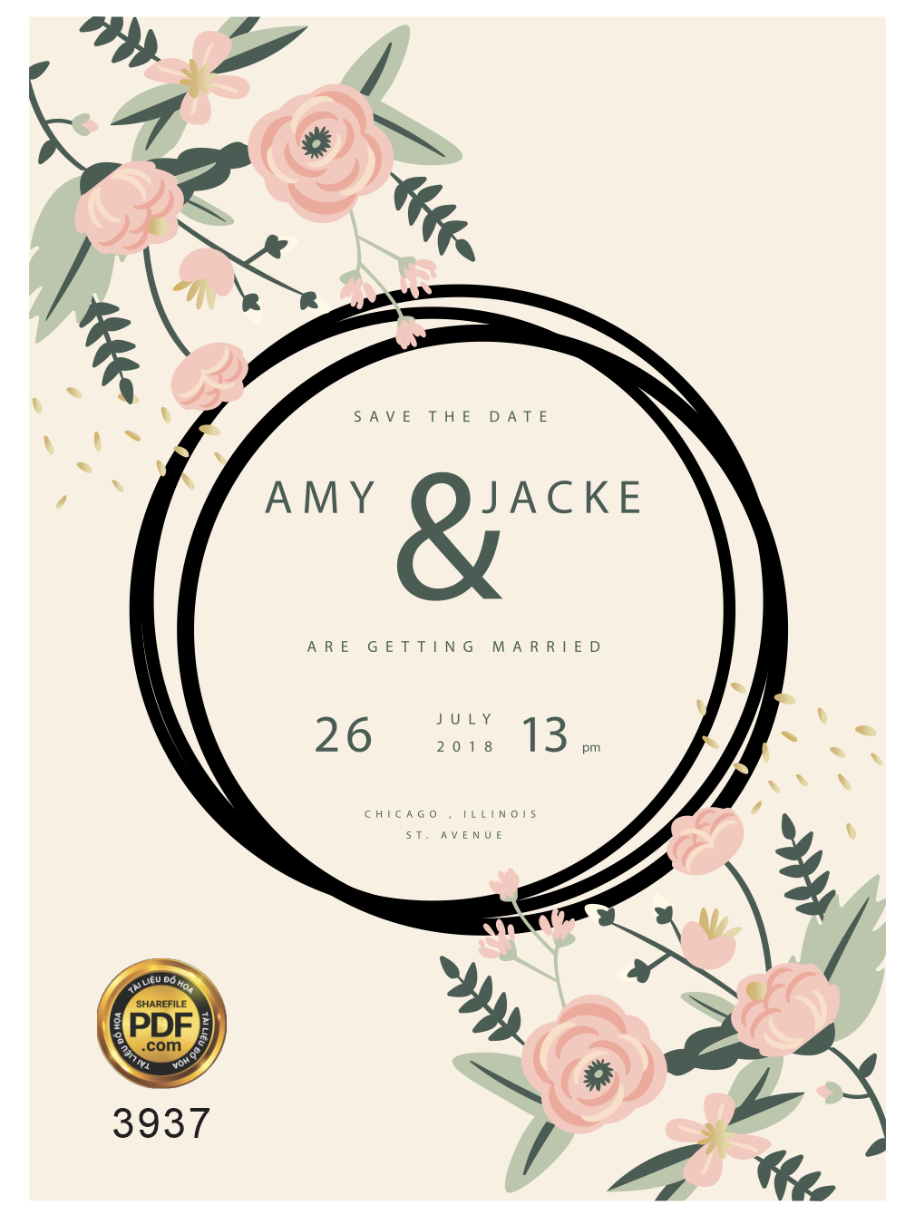 Vector wedding Invitation #172.png