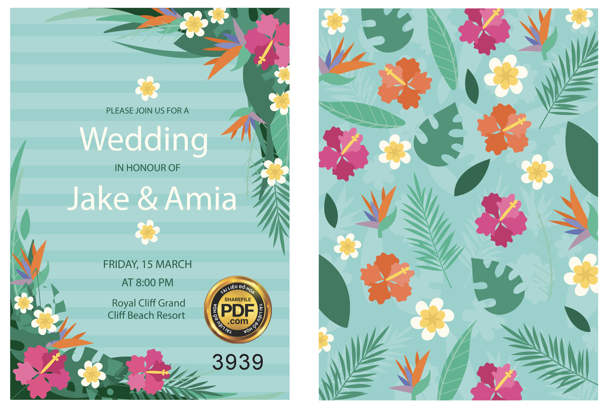 Vector wedding Invitation #175.png