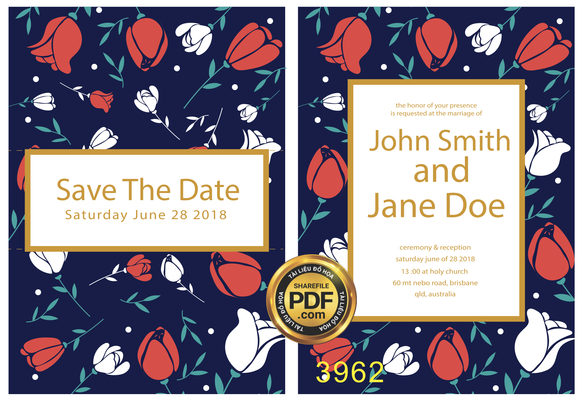 Vector wedding Invitation #198.png