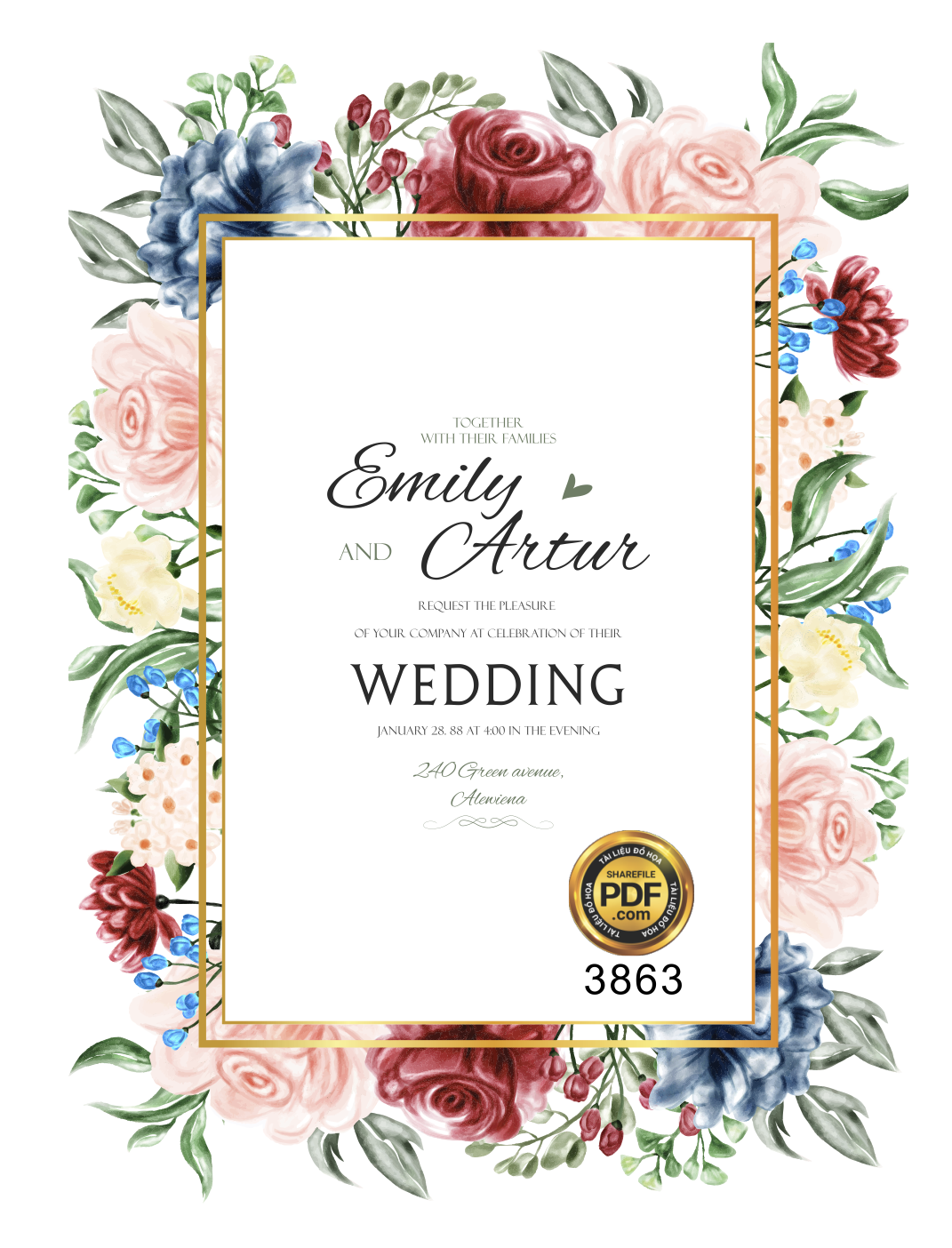 Vector wedding Invitation #98.png