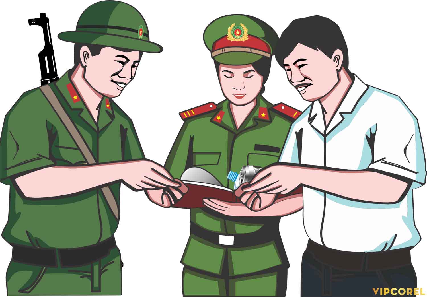 bộ đội và công an trao đổi
