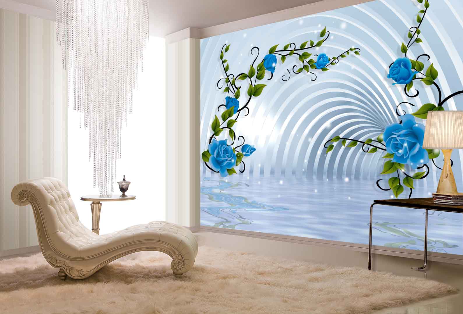 VIPcorel.com_ tranh 3d hoa hong xanh va con tuong sau tham .jpg