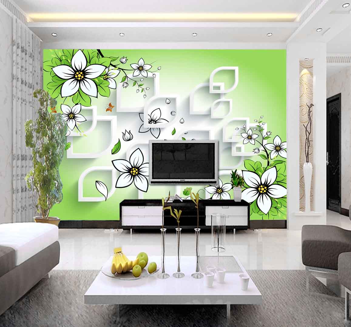 VIPcorel.com_tranh 3d bong hoa va nen xanh la nghe thuat.jpg
