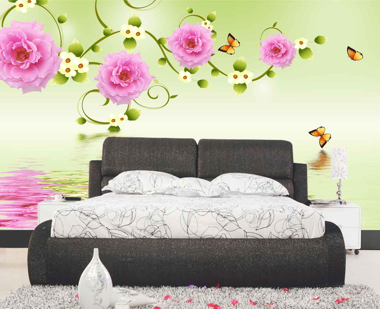 VIPcorel.com_tranh 3d hoa hong tren mat nuoc mau xanh.jpg